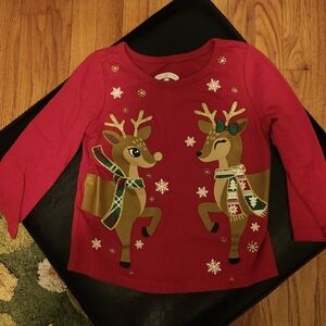 Red Christmas reindeer long sleeve shirt
